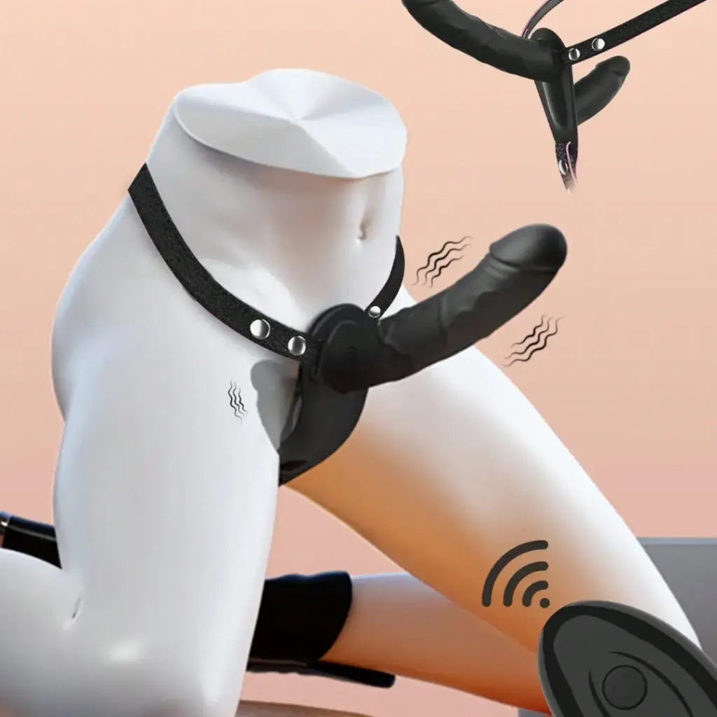 ..Arnes con Doble Dildo Vibrador con Control 0080